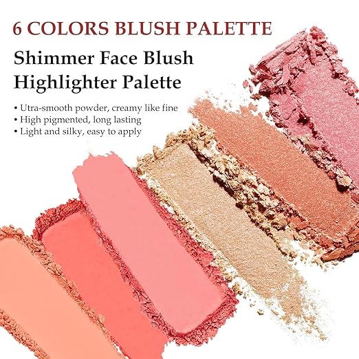 6 Color Hudamoji Bellini Blush + Highlighter Palette - Image 7