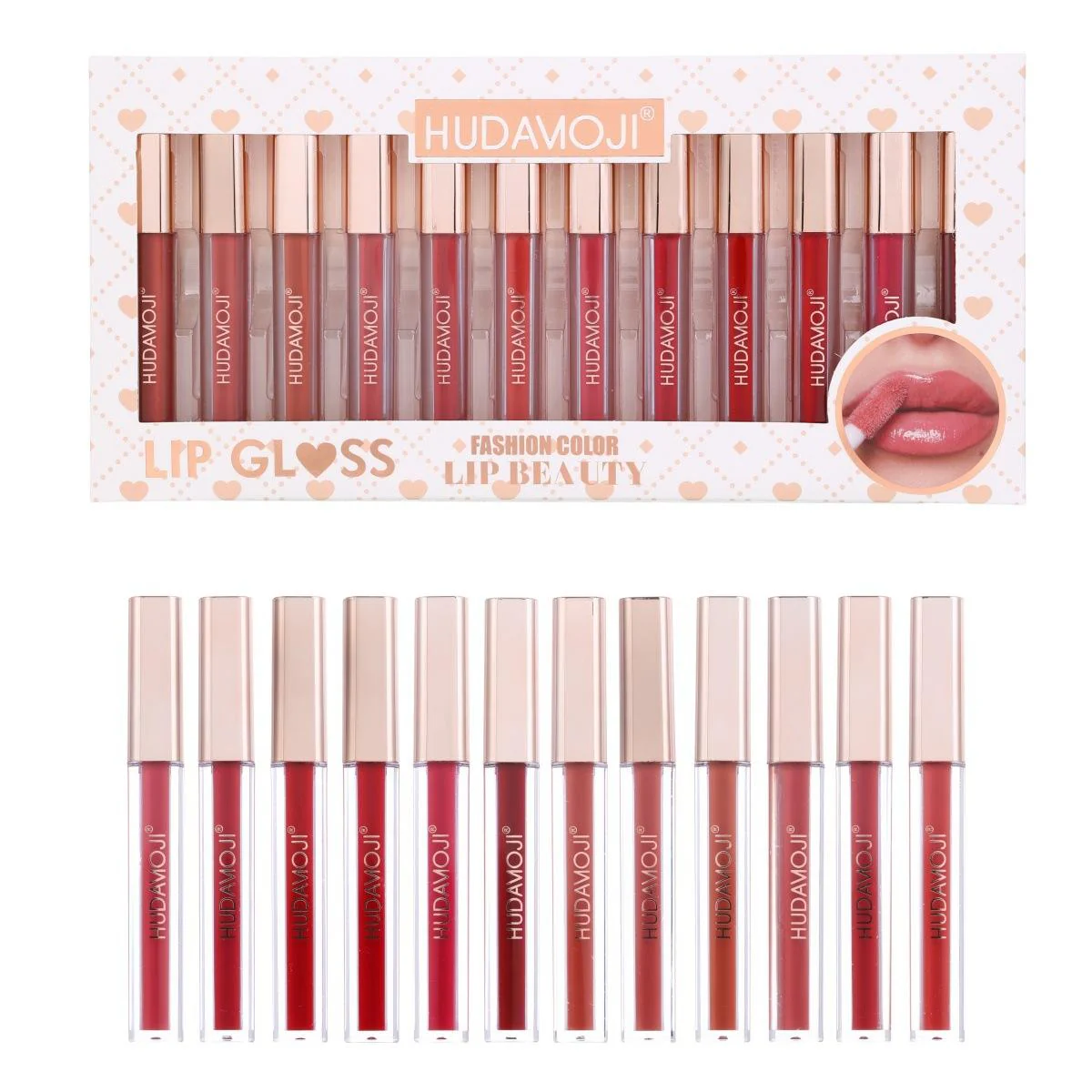HUDAMOJI 12-Color Lip Gloss Set Matte Soft Fog Lip Liquid Lipstick