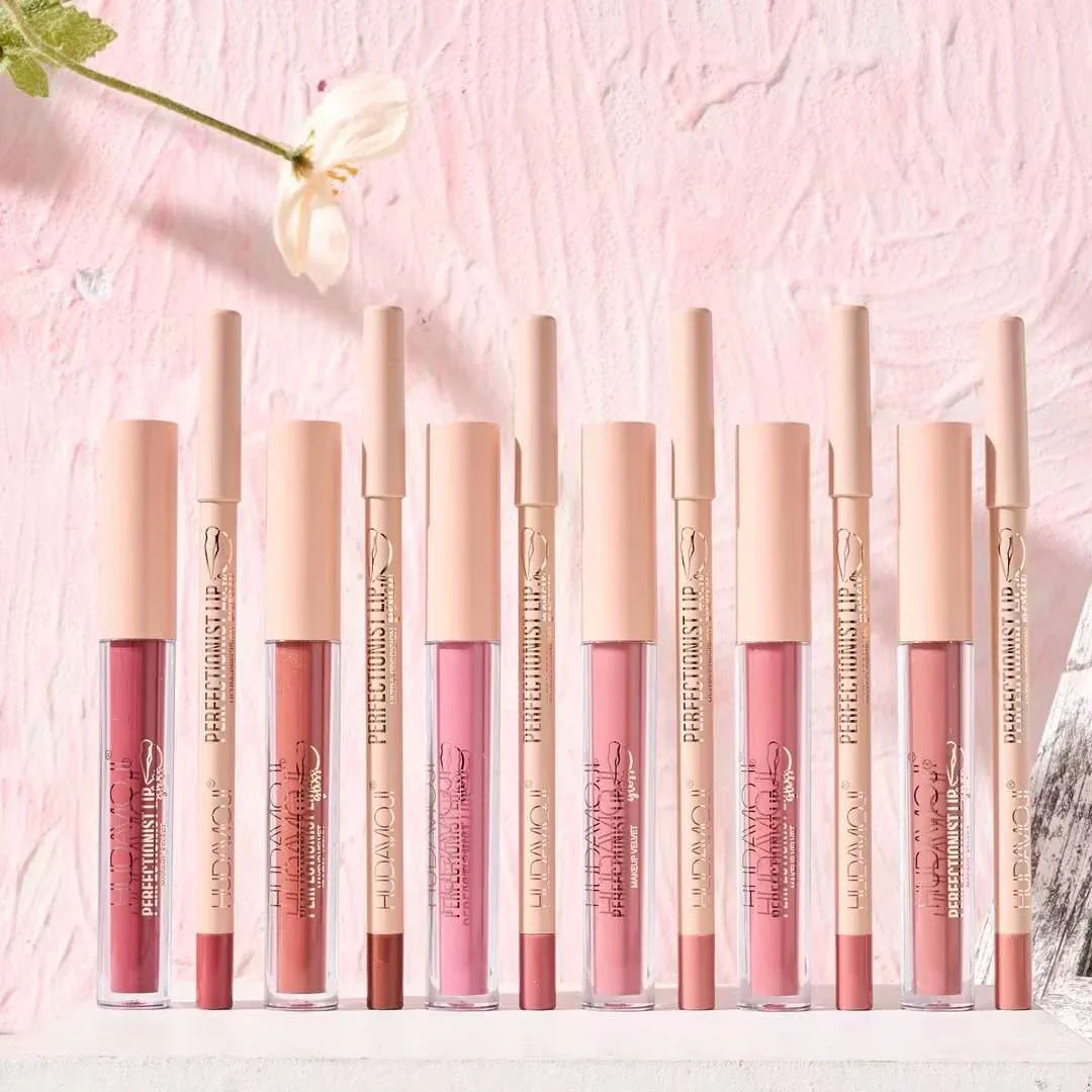 Hudamoji Ultra Matte Finish Lip Gloss And Lip Liner Lip Contour 2 in 1 - Image 3