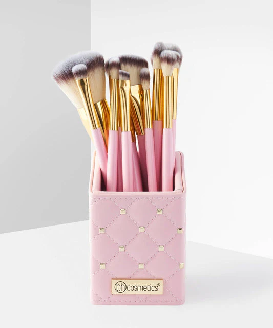 Pink Studded Elegance 12 Piece Brush Set with Brush Stand - Image 3